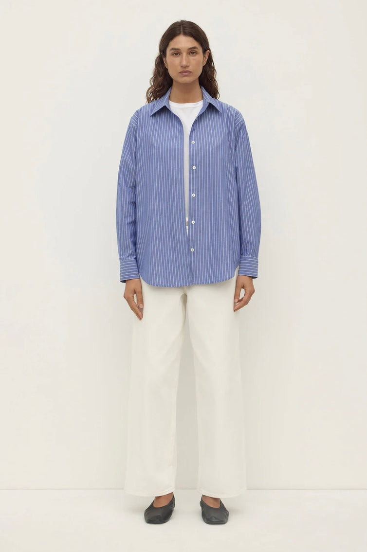 Assembly Label Anais Stripe Long Sleeve Shirt Blue/White Stripe