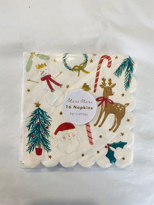 Christmas Serviettes - Set of 16 - Christmas Scene