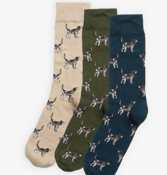 Barbour Pointer Dog Sock Set of 3 - Size EUR40-45
