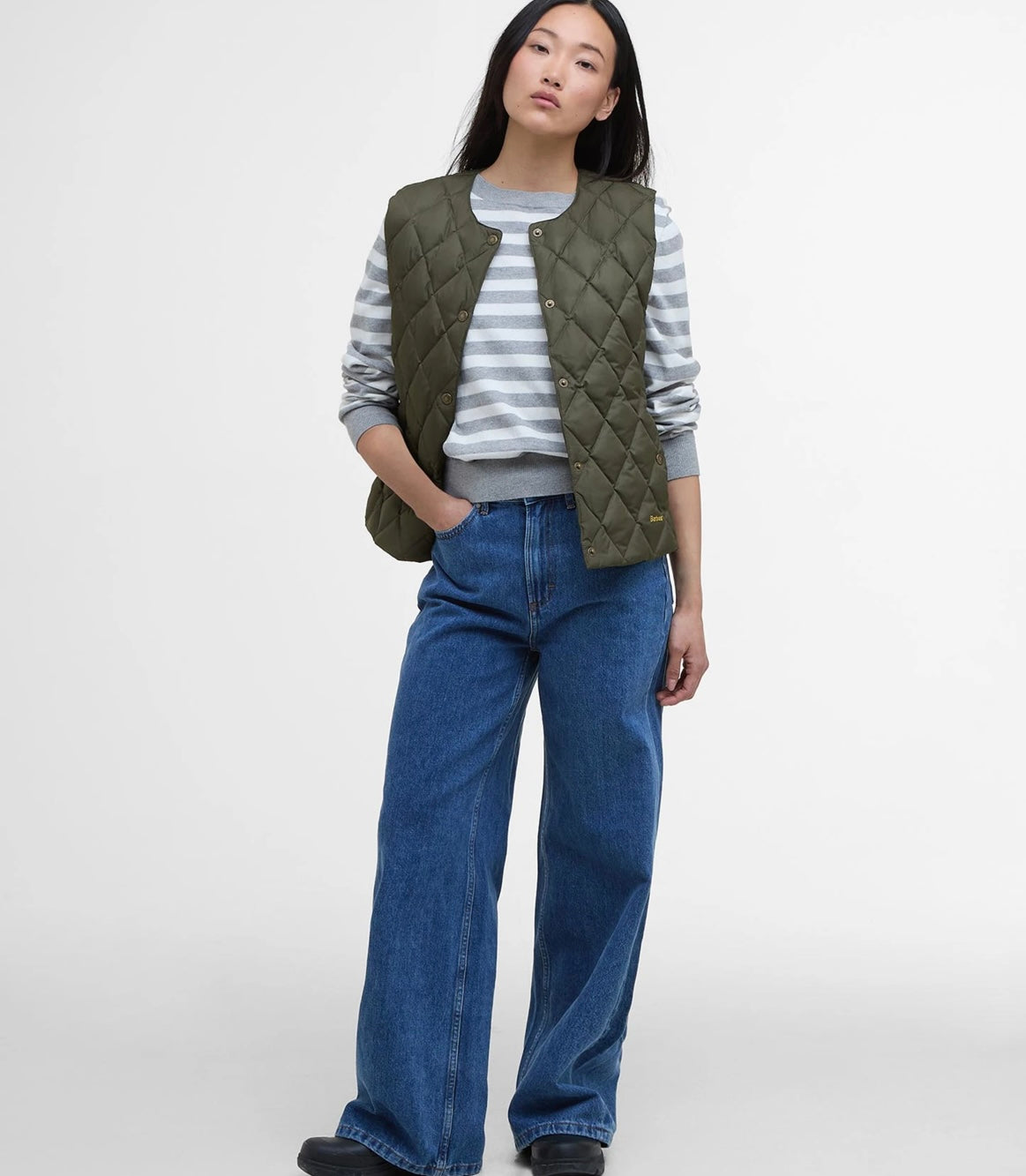 Barbour Fiona Down Gilet - Olive/Ancient Tartan