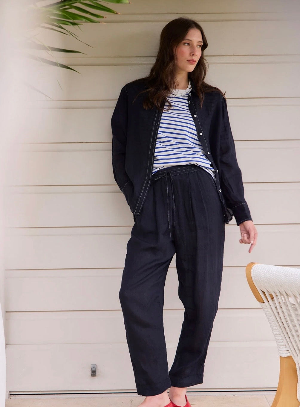 Sills Leo Linen Pant - French Navy
