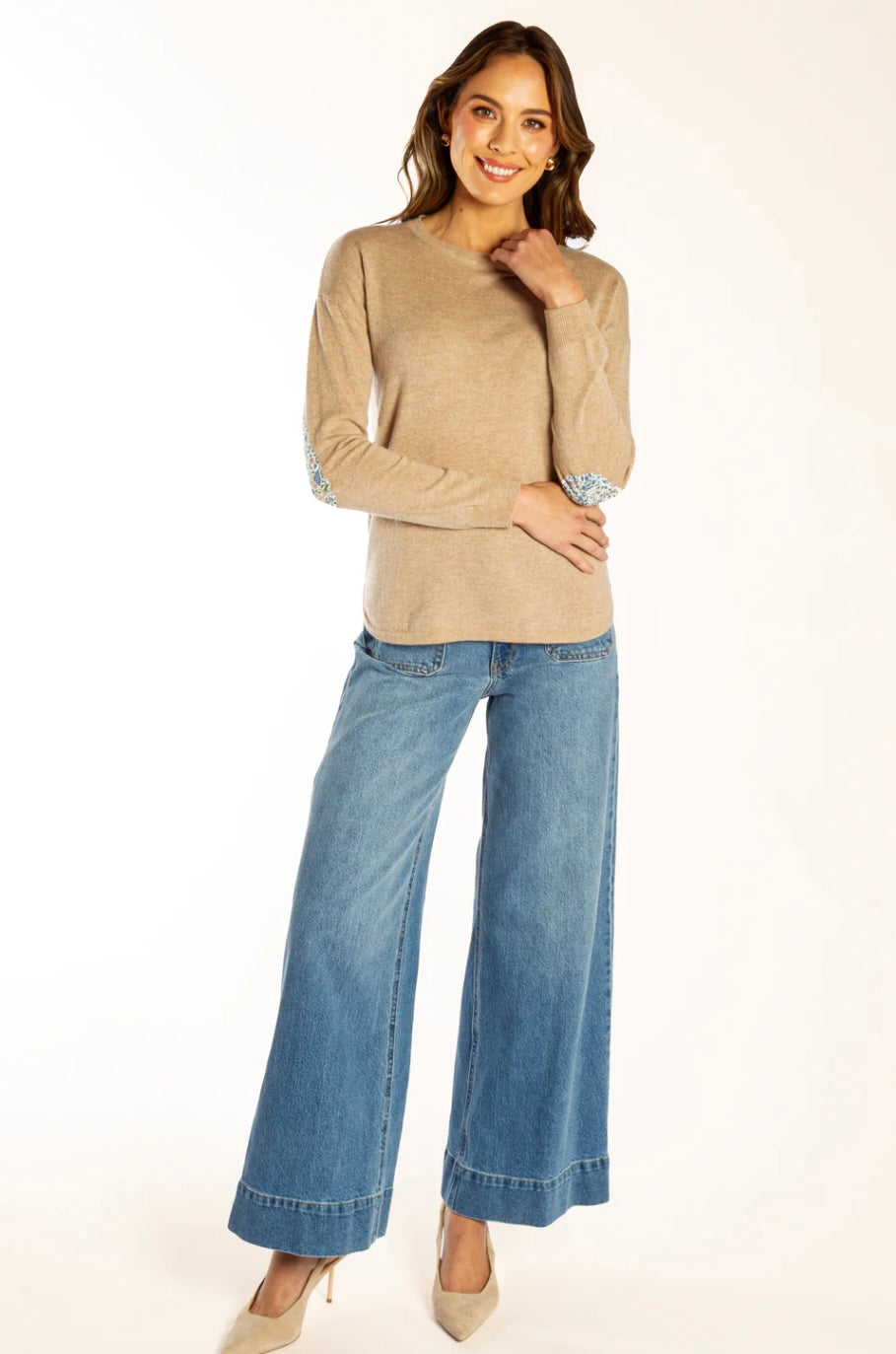 Bow and Arrow Swing Jumper with Liberty patches - Latte