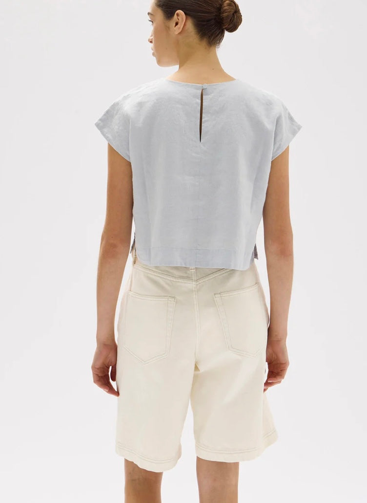 Assembly Label Tori Linen Top Blue Haze