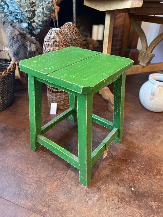 Green wooden stool
