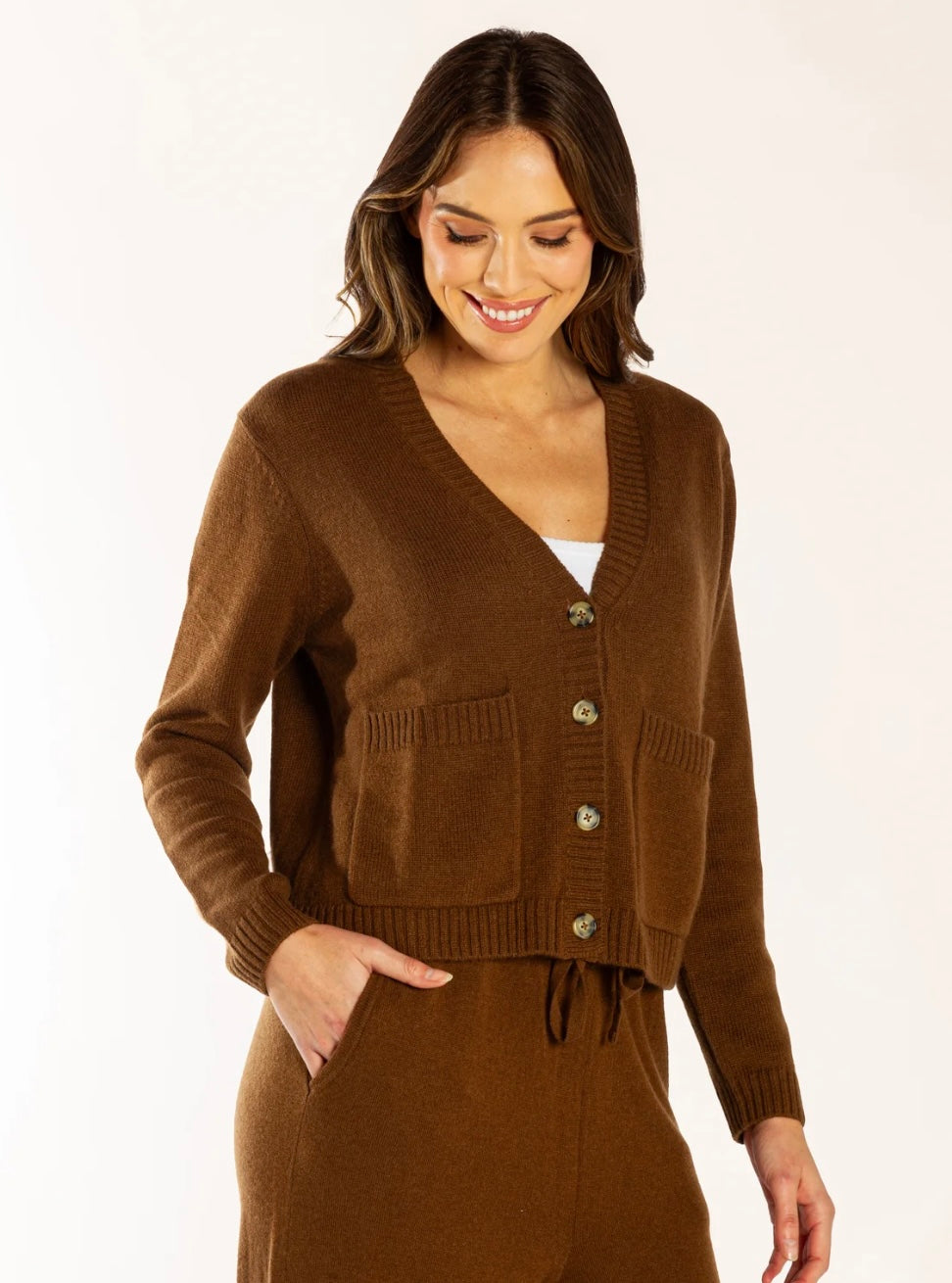 Bow and Arrow Wool Cashmere Cardigan - Chocolate