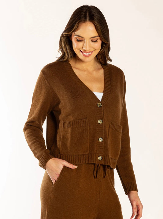 Bow and Arrow Wool Cashmere Cardigan - Chocolate