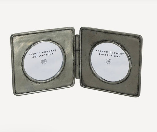 French Country Pewter Double Round Photo Frame 2x2