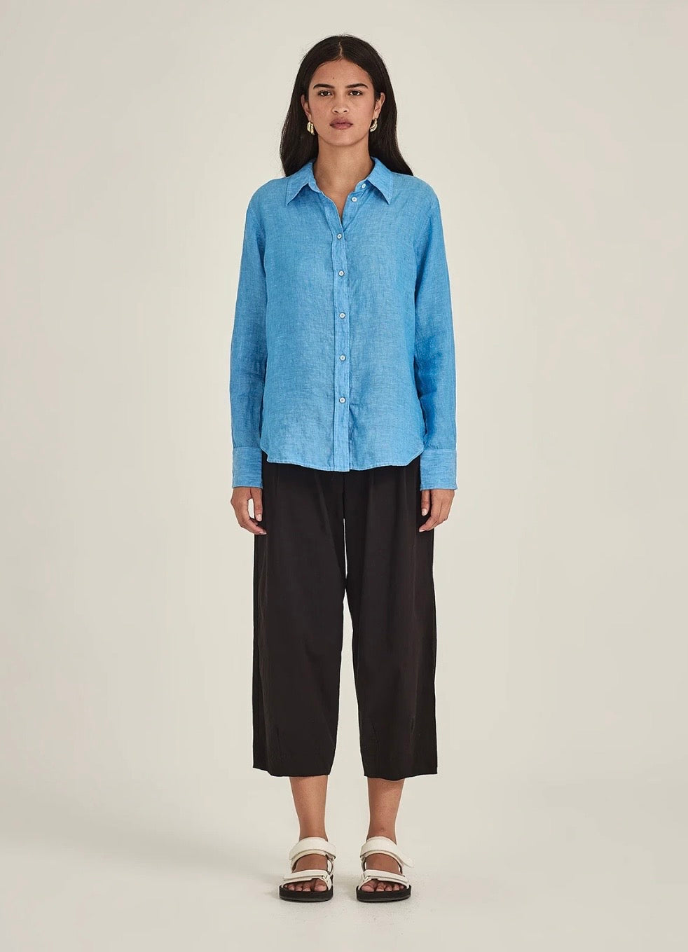 Sills Princeton Linen Shirt - Lagoon Blue