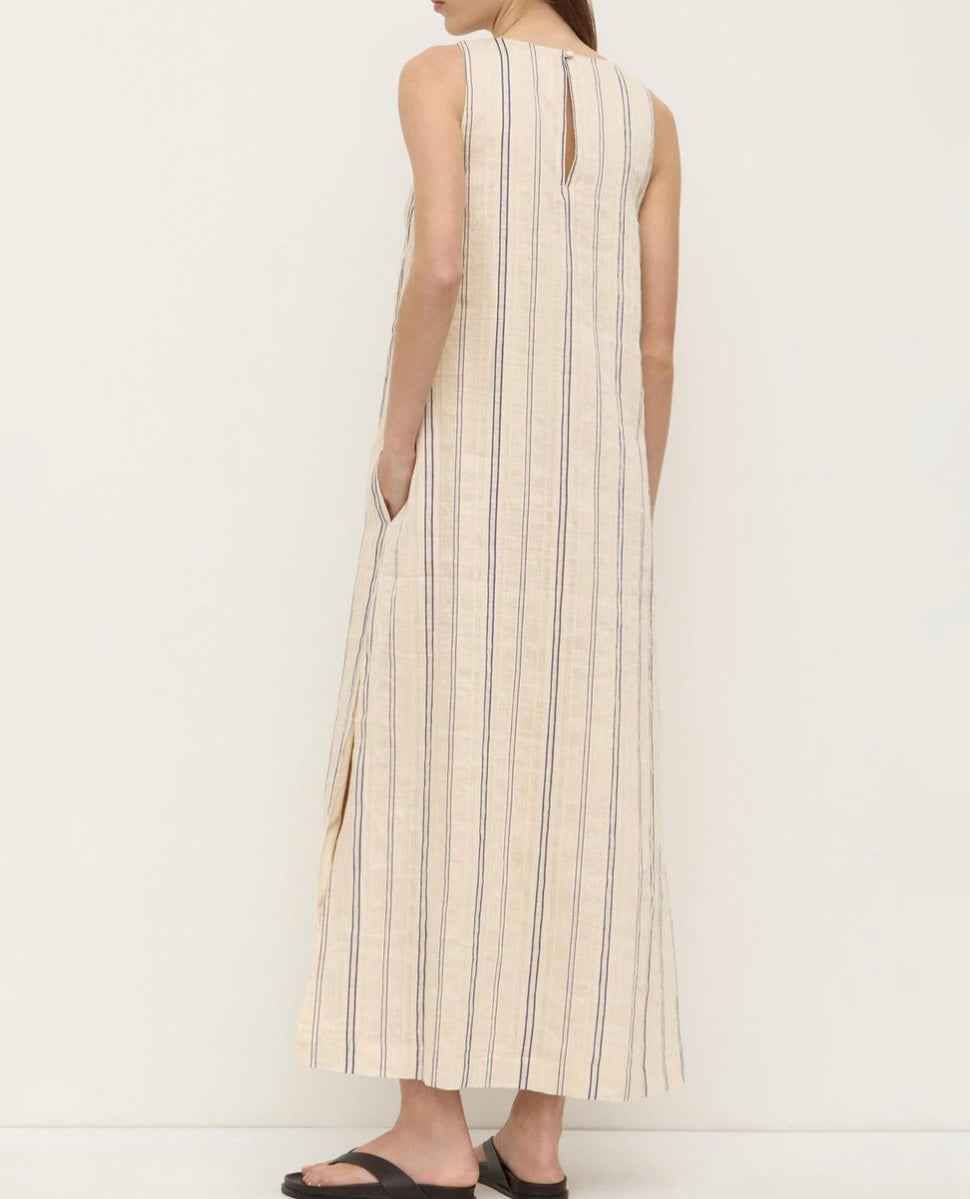 Assembly Label Ulani V Neck Maxi Dress - Cream/Blue