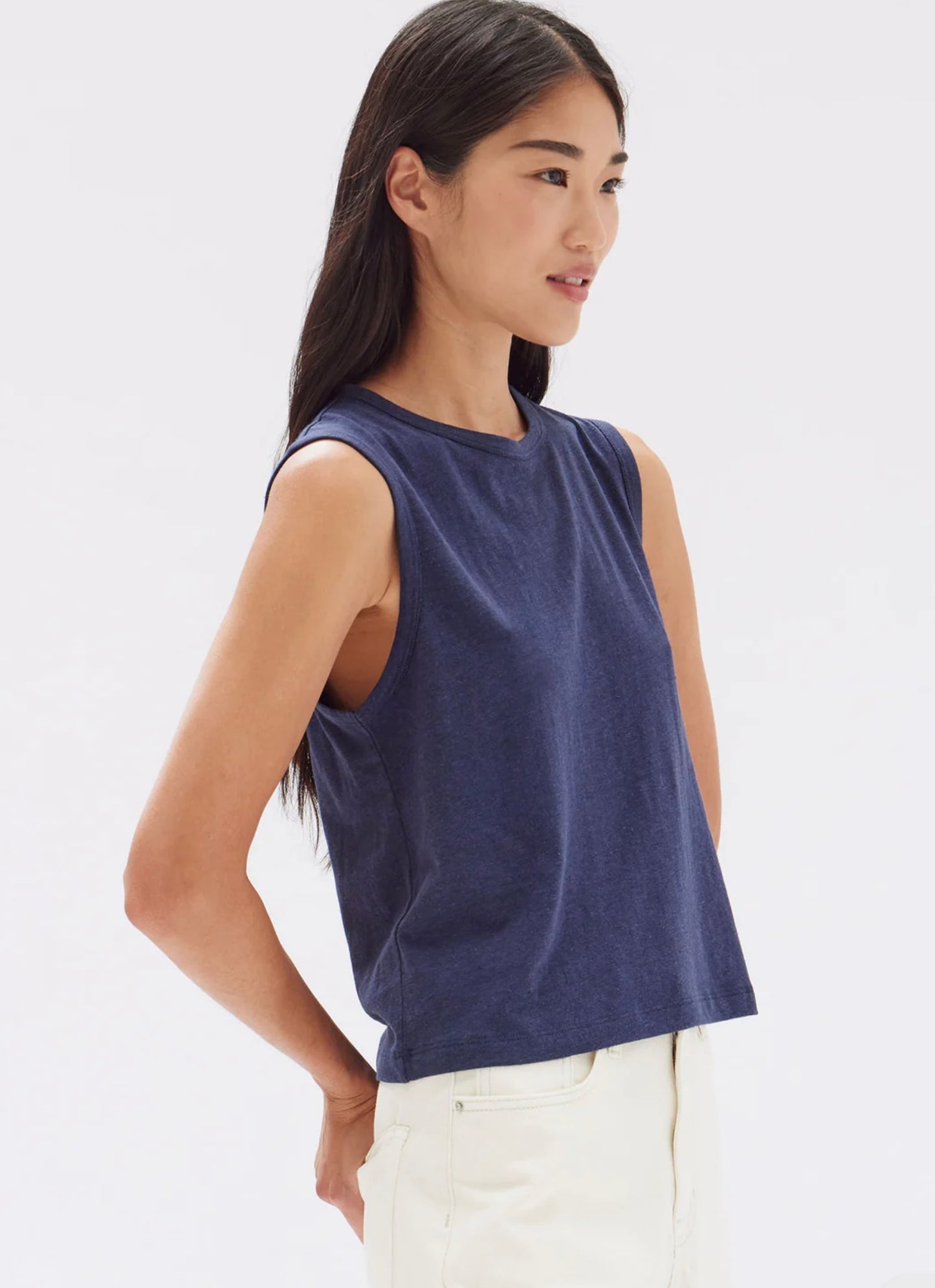 Assembly Label Kiana Linen Tank Navy