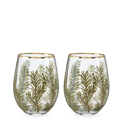 Twine Woodland stemless wine glass set