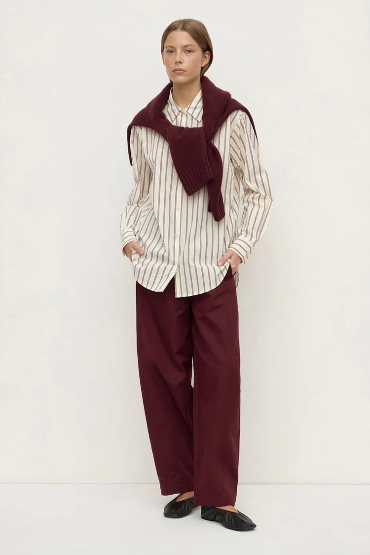 Assembly Label Amaro Italian Stripe Shirt - Merlot / White