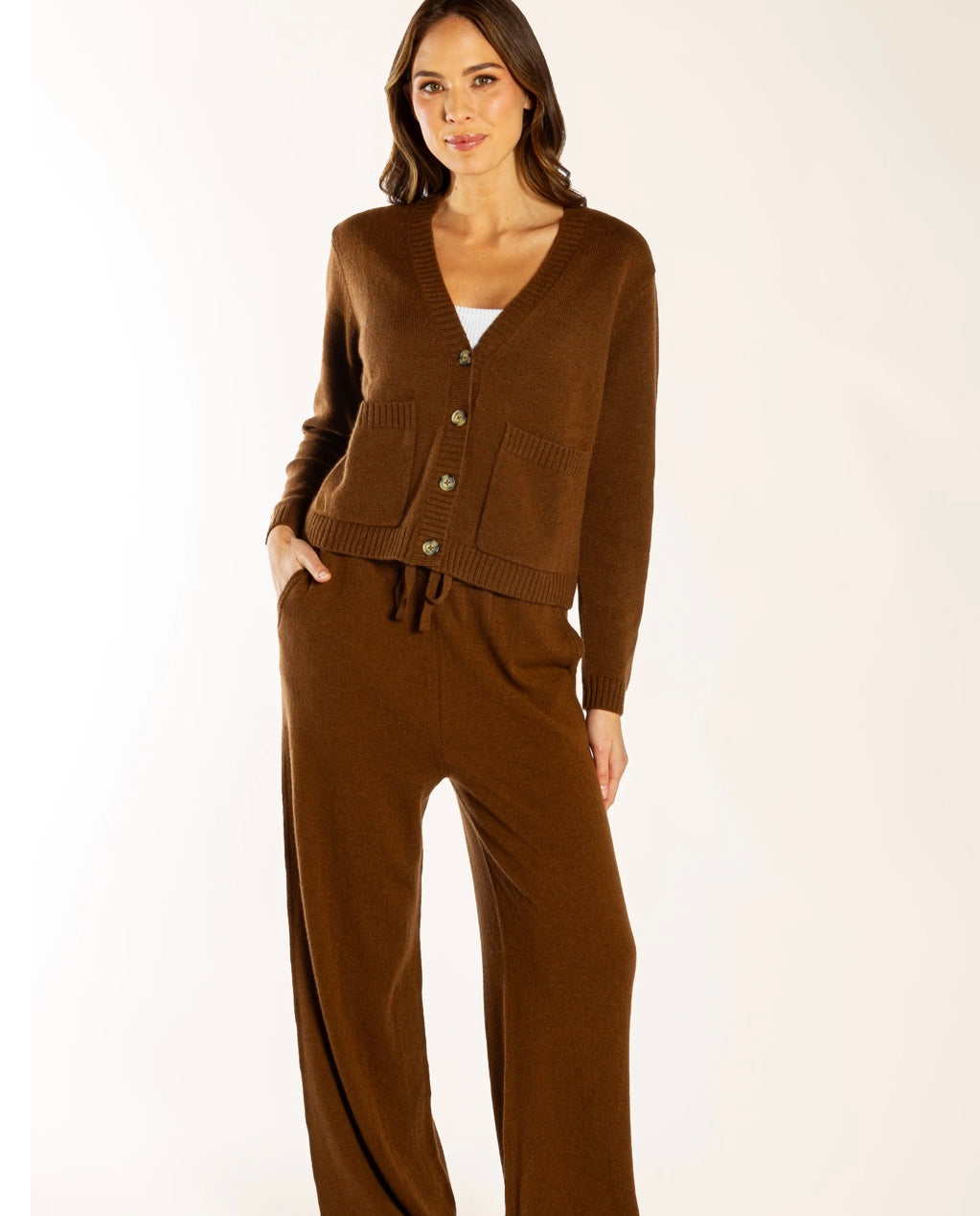 Bow and Arrow Wool Cashmere Cardigan - Chocolate