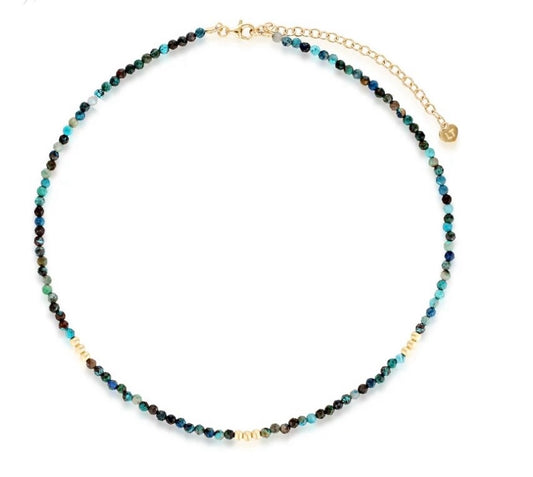 Linda Tahija Mirage Necklace - Chrysocolla - Gold plated