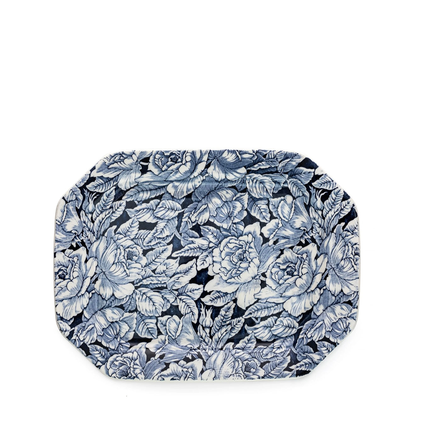 Burleigh Ink Blue Hibiscus Rectangular Platter 34cm