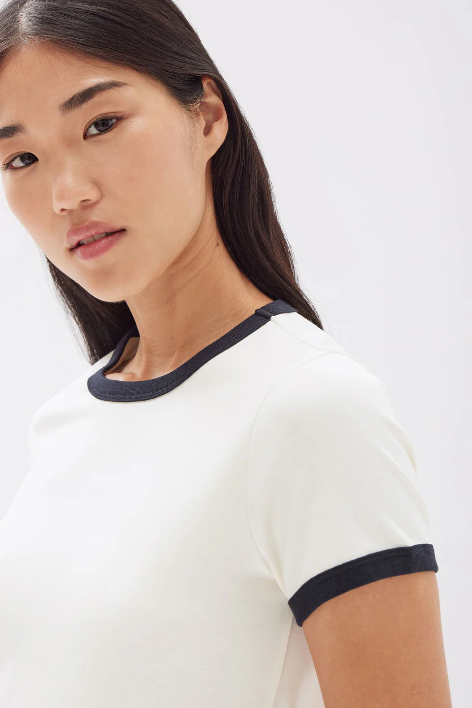 Assembly Label Elise Ringer Tee - Cream \ Navy