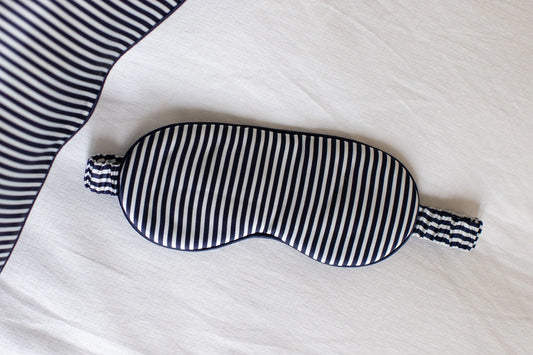 Ever You Luxury Silk Sleep Mask - Navy & White Stripe