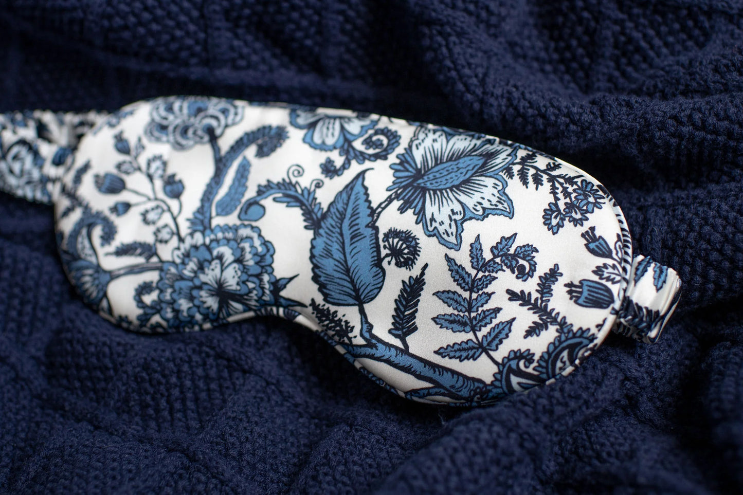 Ever You Luxury Silk Sleep Mask - Blue & White Floral