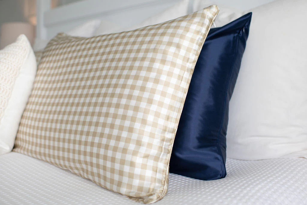 Ever You Luxury Silk Pillowcase - Almond Gingham