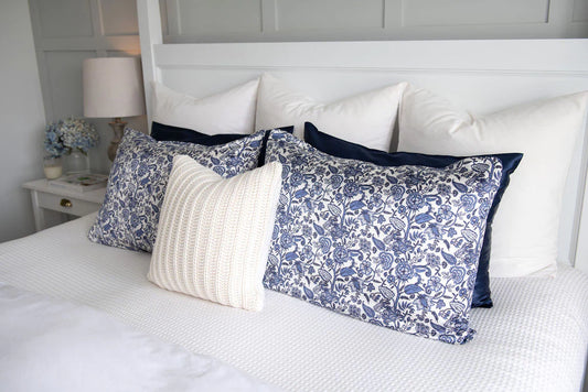 Ever You Luxury Silk Pillowcase - Blue & White Floral