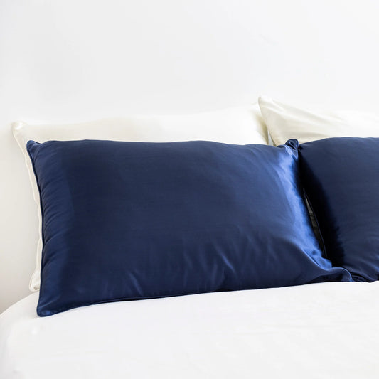 Ever You Luxury Silk Pillowcase - French Navy with Navy Piping