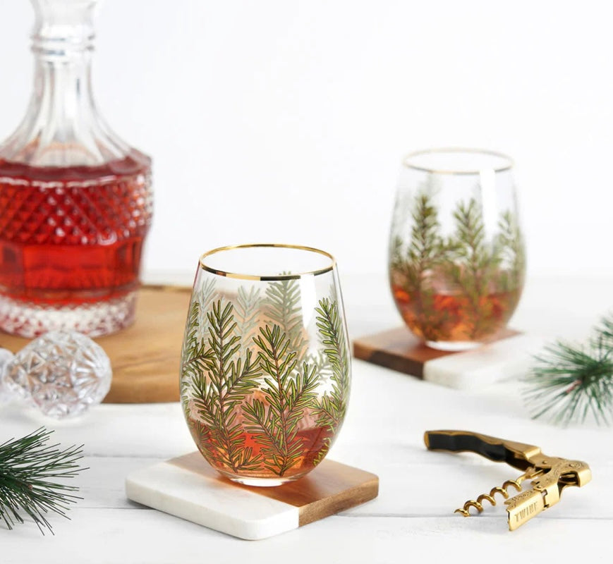 Twine Woodland stemless wine glass set