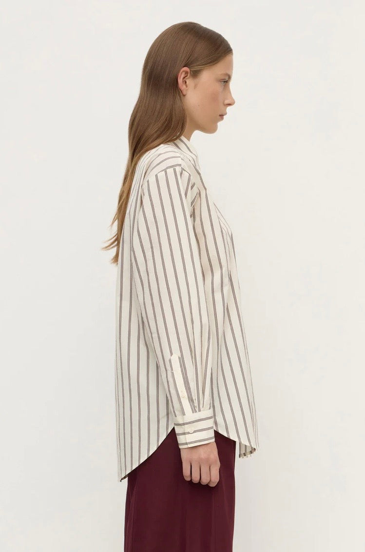 Assembly Label Amaro Italian Stripe Shirt - Merlot / White