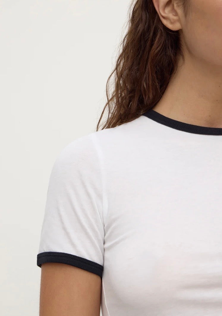 Assembly Label Kourt Contrast Bind Tshirt - White/Navy