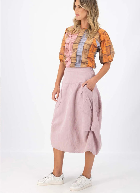 Olga De Polga Milwaukee Del Arte Skirt Baby Pink Demask Linen