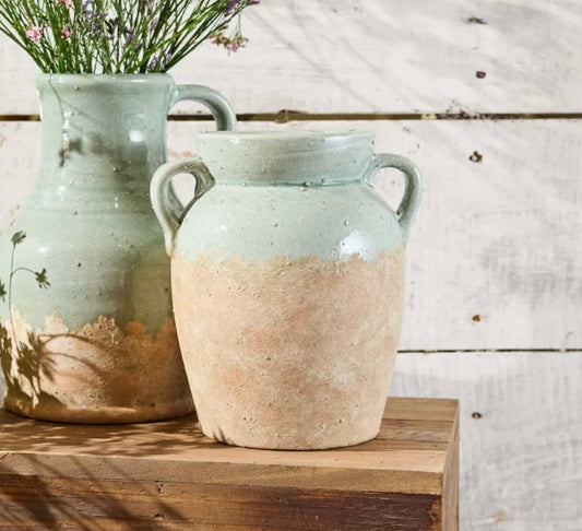 French Country Collections Varese short pale blue vessel