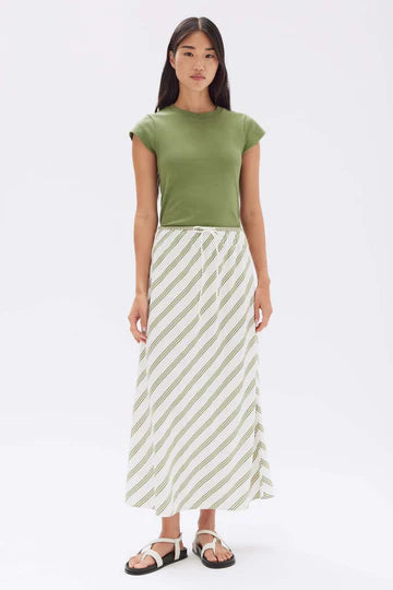 Assembly Label Isola Stripe Skirt - Pandan/Antique White