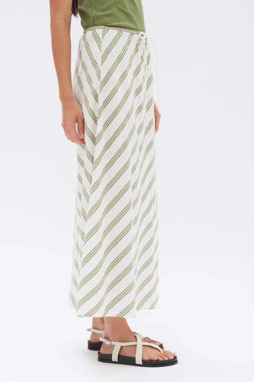 Assembly Label Isola Stripe Skirt - Pandan/Antique White