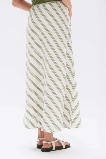 Assembly Label Isola Stripe Skirt - Pandan/Antique White