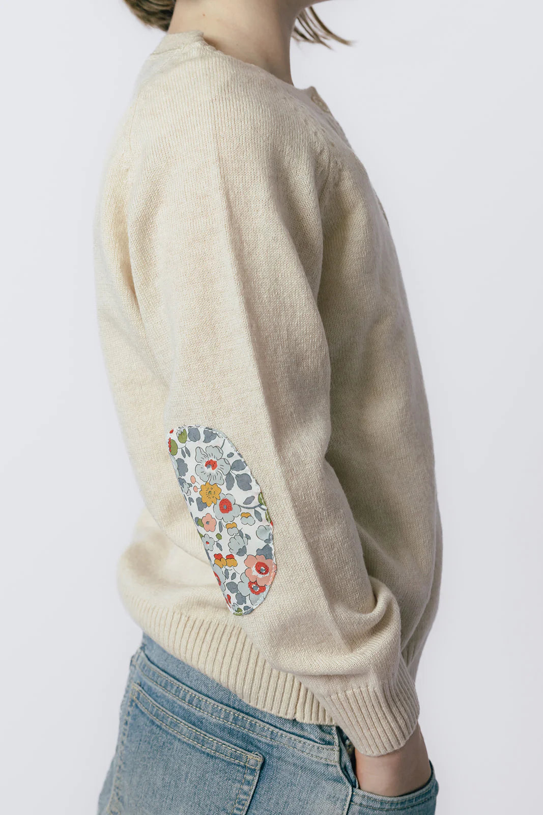 Bow and Arrow - Oatmeal Molly Cardigan with Liberty Patches