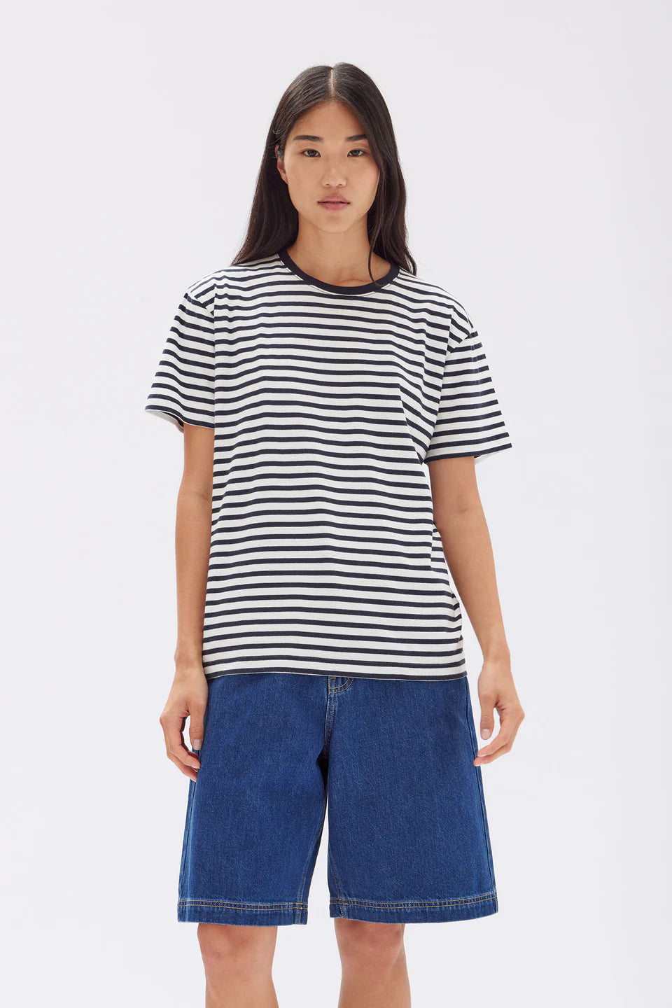 Assembly Label Womens Harbour Stripe Tee - Navy \ White