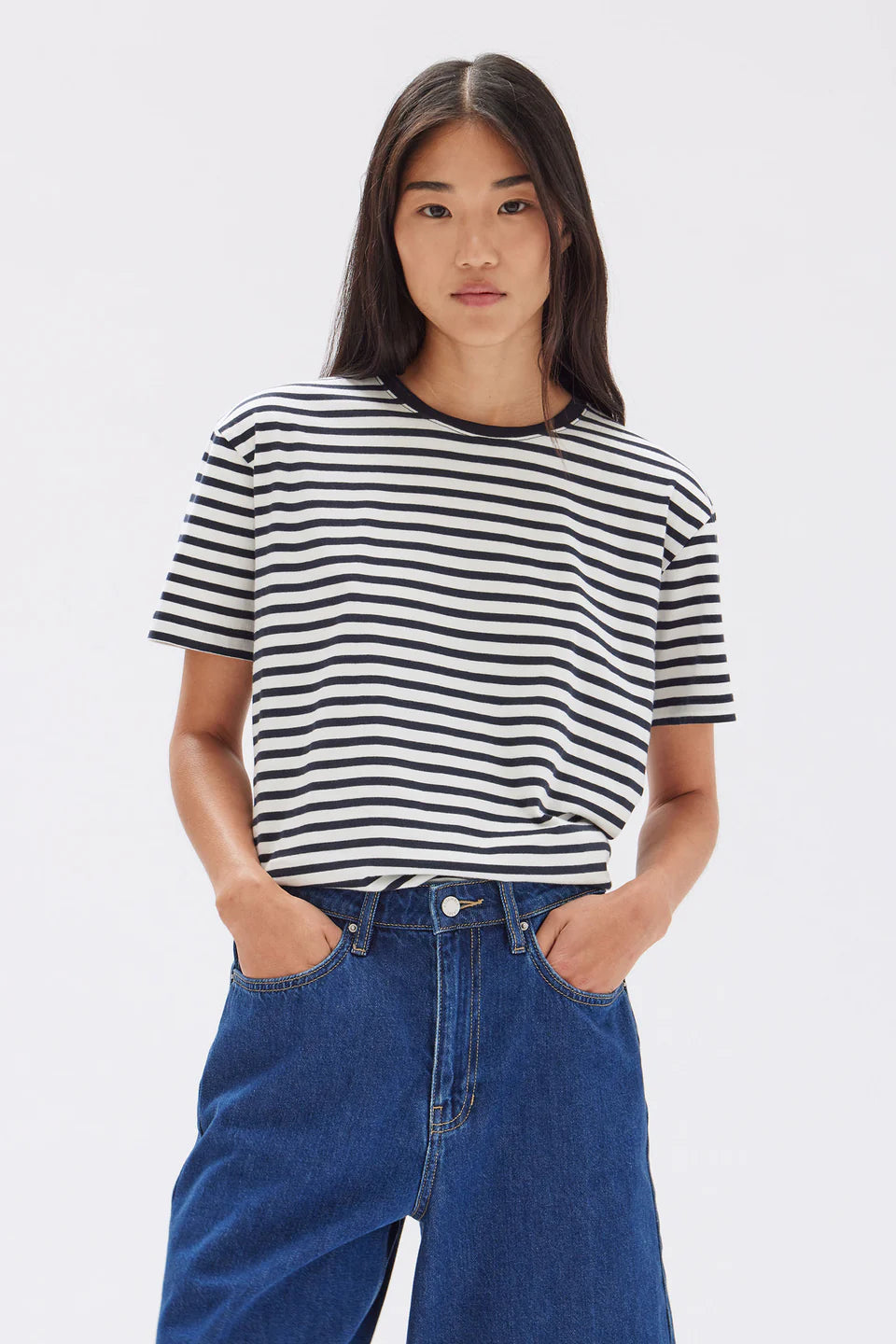 Assembly Label Womens Harbour Stripe Tee - Navy \ White