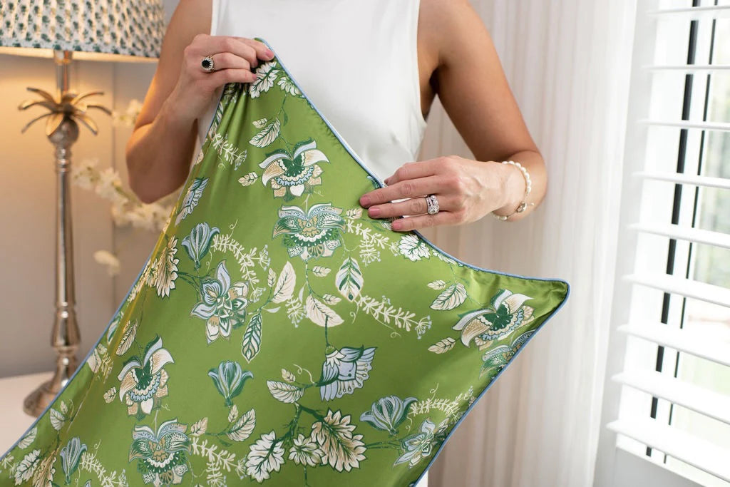 Ever You Luxury Silk Pillowcase - Green Floral