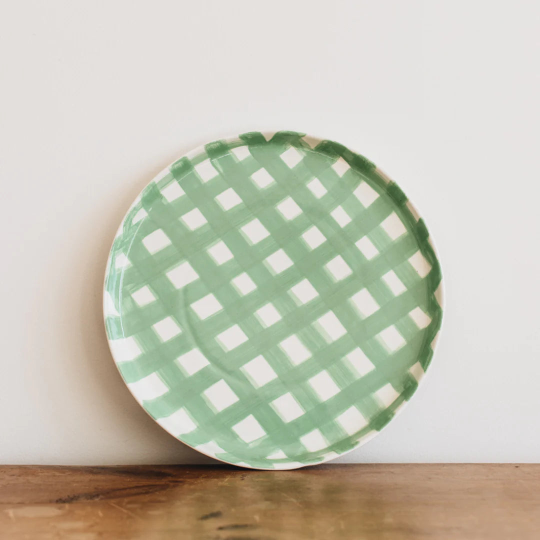 Noss & Co Mint Green Gingham Platter