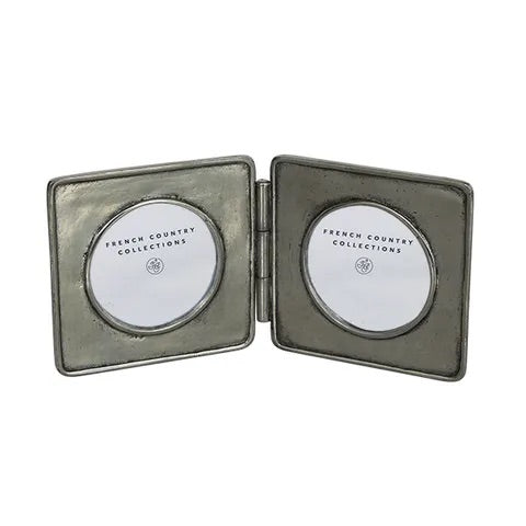 French Country - Pewter Double Round Photo Frame 2x2”