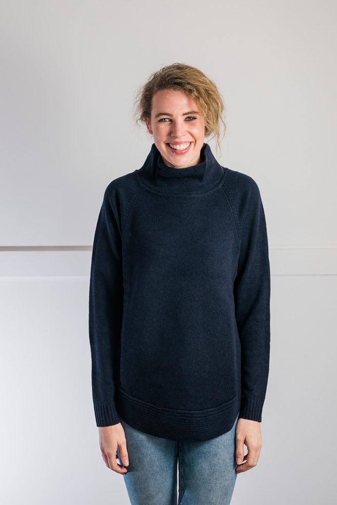 Bow and Arrow - Navy Funnel Neck Sweater