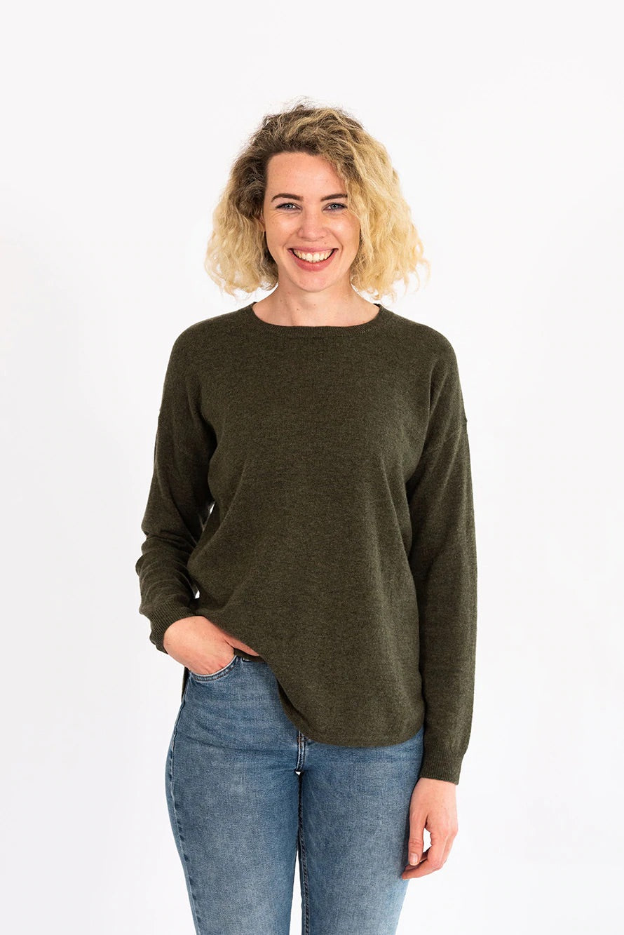 Bow and Arrow - Khaki Swing Jumper with Tan Patches