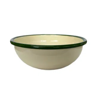 Dishy - Green and Cream Enamel Bowl, 16cm